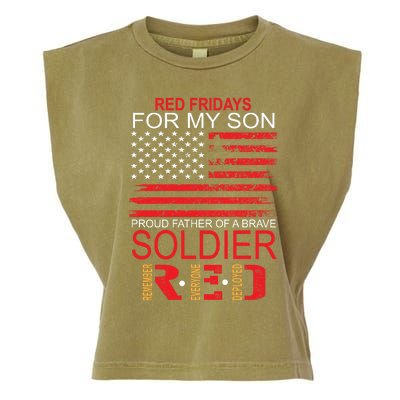 Red Friday Gift Proud Father Of Military Soldier Son Gift Garment-Dyed Women's Muscle Tee