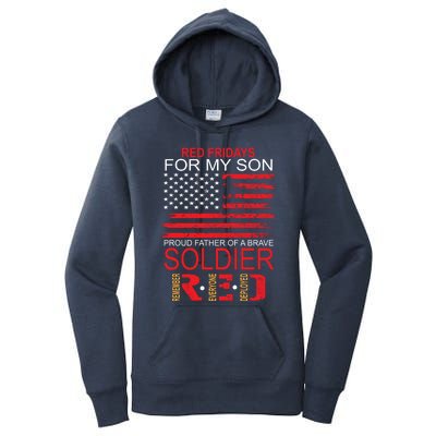 Red Friday Gift Proud Father Of Military Soldier Son Gift Women's Pullover Hoodie