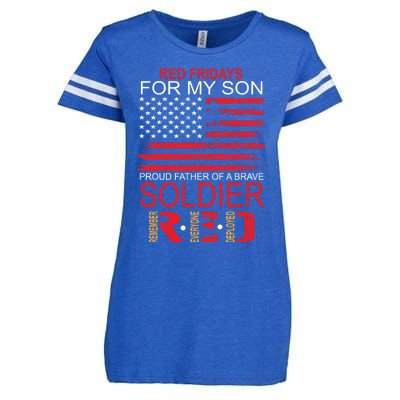 Red Friday Gift Proud Father Of Military Soldier Son Gift Enza Ladies Jersey Football T-Shirt