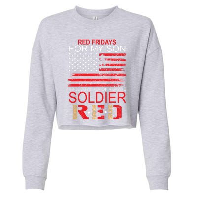 Red Friday Gift Proud Father Of Military Soldier Son Gift Cropped Pullover Crew