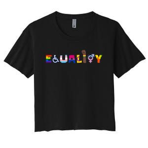 Rainbow Flag Gay Lesbian Equality Human Rights Lgbt Pride Women's Crop Top Tee