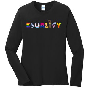 Rainbow Flag Gay Lesbian Equality Human Rights Lgbt Pride Ladies Long Sleeve Shirt