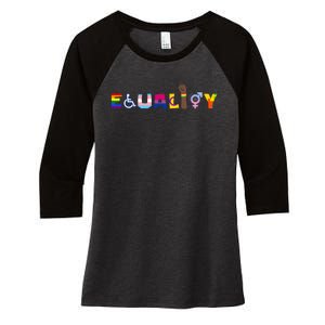 Rainbow Flag Gay Lesbian Equality Human Rights Lgbt Pride Women's Tri-Blend 3/4-Sleeve Raglan Shirt