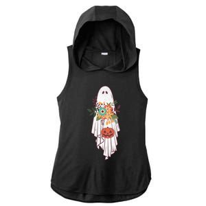 Retro Flower Ghost Great Gift Ladies PosiCharge Tri-Blend Wicking Draft Hoodie Tank