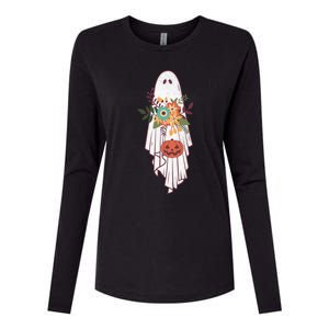 Retro Flower Ghost Great Gift Womens Cotton Relaxed Long Sleeve T-Shirt