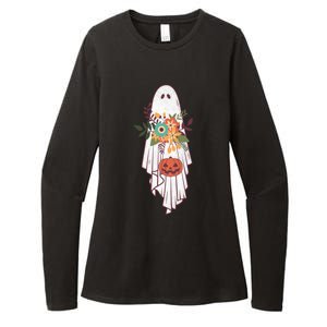 Retro Flower Ghost Great Gift Womens CVC Long Sleeve Shirt