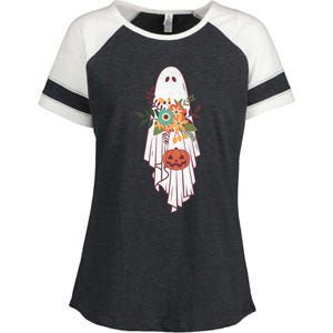 Retro Flower Ghost Great Gift Enza Ladies Jersey Colorblock Tee