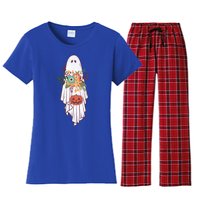 Retro Flower Ghost Great Gift Women's Flannel Pajama Set