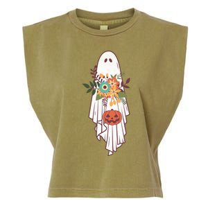 Retro Flower Ghost Great Gift Garment-Dyed Women's Muscle Tee