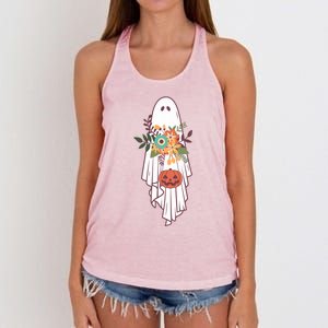 Retro Flower Ghost Great Gift Women's Knotted Racerback Tank