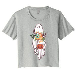 Retro Flower Ghost Great Gift Women's Crop Top Tee