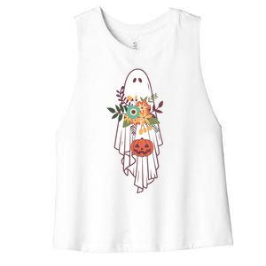 Retro Flower Ghost Great Gift Women's Racerback Cropped Tank