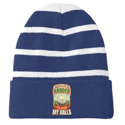 Retro Funny Golf For Golfer Gift Striped Beanie with Solid Band