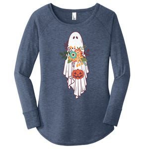 Retro Flower Ghost Gift Women's Perfect Tri Tunic Long Sleeve Shirt