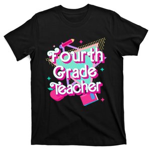 Retro Fourth Grade Teacher Student Back To School Pink 90s T-Shirt