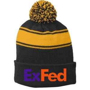 Retired Federal Government Worker Ex Fed Stripe Pom Pom Beanie