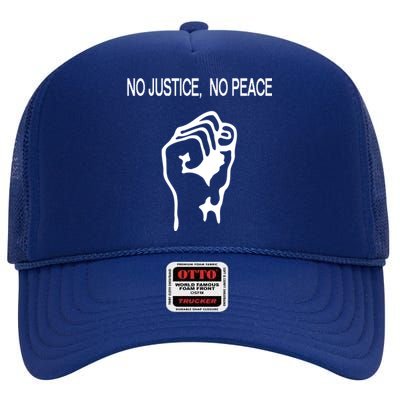 Raised Fist Gift Stop Police Brutality Gift No Justice No Peace Gift High Crown Mesh Back Trucker Hat