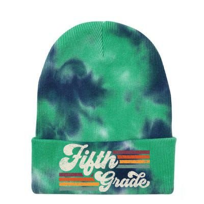 Retro Fifth Grade Teacher Back To School Tie Dye 12in Knit Beanie