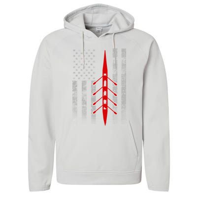 Rowing Flag Gift Rowing Boat Flag Hooded Gift Performance Fleece Hoodie