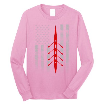 Rowing Flag Gift Rowing Boat Flag Hooded Gift Long Sleeve Shirt