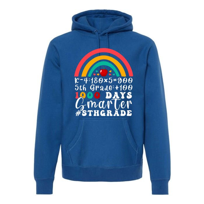 Rainbow Fifth Grade Teacher 1000 Days Smarter 5Th Grade Funny Gift Premium Hoodie