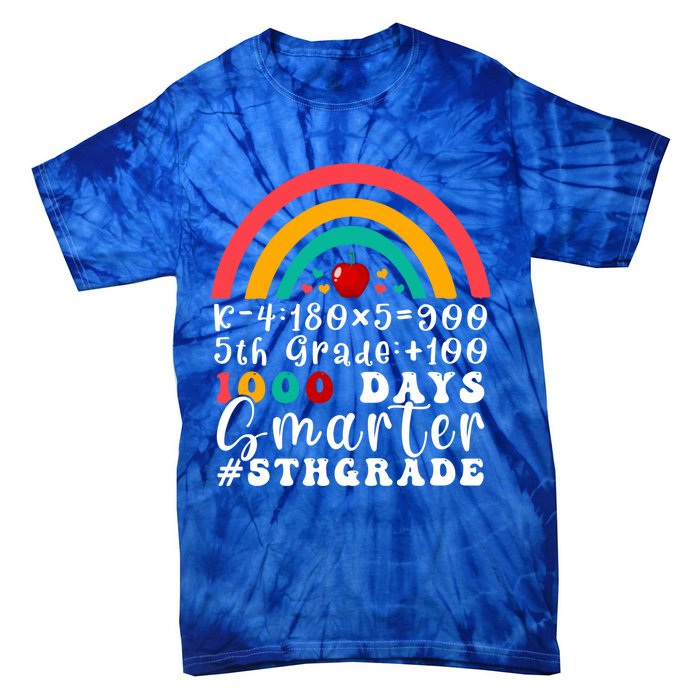 Rainbow Fifth Grade Teacher 1000 Days Smarter 5Th Grade Funny Gift Tie-Dye T-Shirt