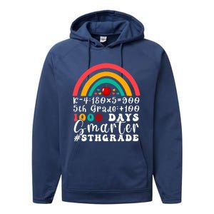 Rainbow Fifth Grade Teacher 1000 Days Smarter 5Th Grade Funny Gift Performance Fleece Hoodie