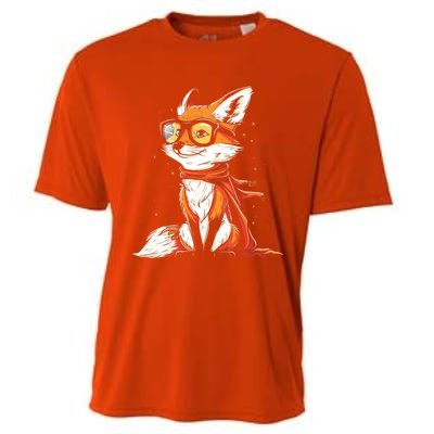 Red Fox Glasses Cute Cartoon Dressed Hipster Fox Gift Cooling Performance Crew T-Shirt