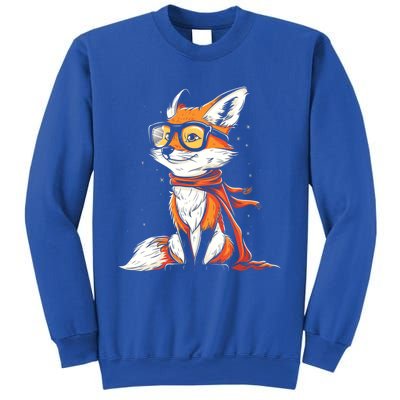 Red Fox Glasses Cute Cartoon Dressed Hipster Fox Gift Sweatshirt