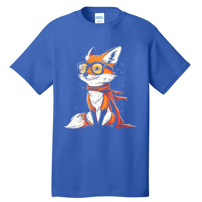 Red Fox Glasses Cute Cartoon Dressed Hipster Fox Gift Tall T-Shirt