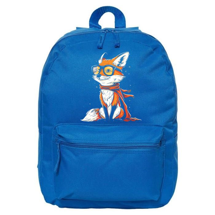 Red Fox Glasses Cute Cartoon Dressed Hipster Fox Gift 16 in Basic Backpack