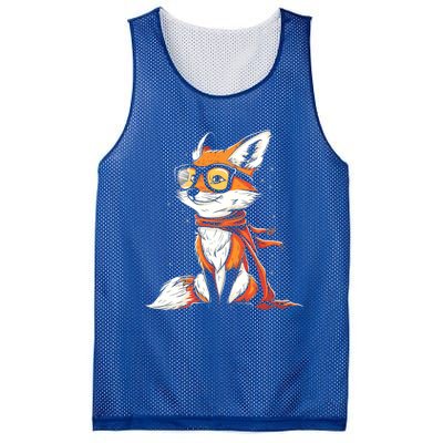 Red Fox Glasses Cute Cartoon Dressed Hipster Fox Gift Mesh Reversible Basketball Jersey Tank