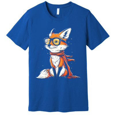 Red Fox Glasses Cute Cartoon Dressed Hipster Fox Gift Premium T-Shirt