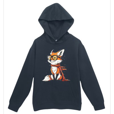 Red Fox Glasses Cute Cartoon Dressed Hipster Fox Gift Urban Pullover Hoodie