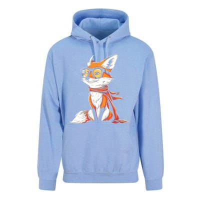 Red Fox Glasses Cute Cartoon Dressed Hipster Fox Gift Unisex Surf Hoodie