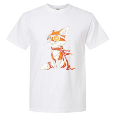 Red Fox Glasses Cute Cartoon Dressed Hipster Fox Gift Garment-Dyed Heavyweight T-Shirt