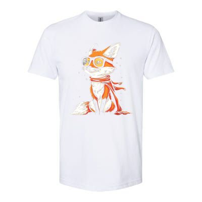 Red Fox Glasses Cute Cartoon Dressed Hipster Fox Gift Softstyle CVC T-Shirt