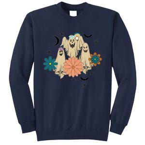 Retro Floral Ghost Halloween Spooky Season Halloween Party Tall Sweatshirt