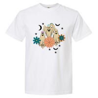 Retro Floral Ghost Halloween Spooky Season Halloween Party Garment-Dyed Heavyweight T-Shirt