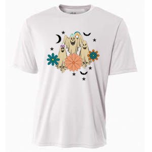 Retro Floral Ghost Halloween Spooky Season Halloween Party Cooling Performance Crew T-Shirt