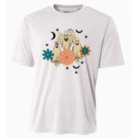 Retro Floral Ghost Halloween Spooky Season Halloween Party Cooling Performance Crew T-Shirt