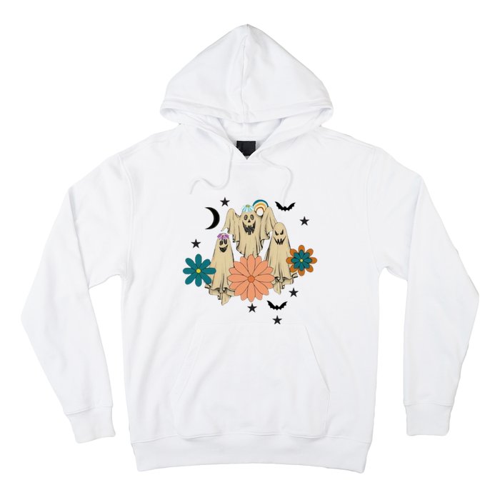 Retro Floral Ghost Halloween Spooky Season Halloween Party Hoodie