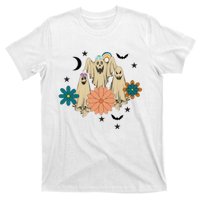 Retro Floral Ghost Halloween Spooky Season Halloween Party T-Shirt