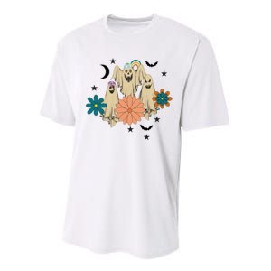 Retro Floral Ghost Halloween Spooky Season Halloween Party Performance Sprint T-Shirt