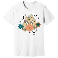 Retro Floral Ghost Halloween Spooky Season Halloween Party Premium T-Shirt