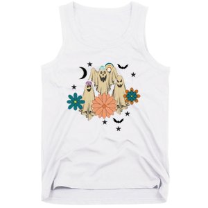 Retro Floral Ghost Halloween Spooky Season Halloween Party Tank Top