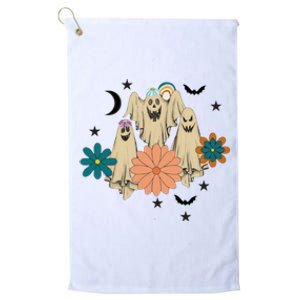 Retro Floral Ghost Halloween Spooky Season Halloween Party Platinum Collection Golf Towel