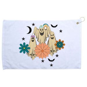 Retro Floral Ghost Halloween Spooky Season Halloween Party Grommeted Golf Towel