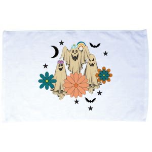 Retro Floral Ghost Halloween Spooky Season Halloween Party Microfiber Hand Towel