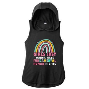 Rainbow Feminist Girls Just Want To Have Fundamental Rights Ladies PosiCharge Tri-Blend Wicking Draft Hoodie Tank